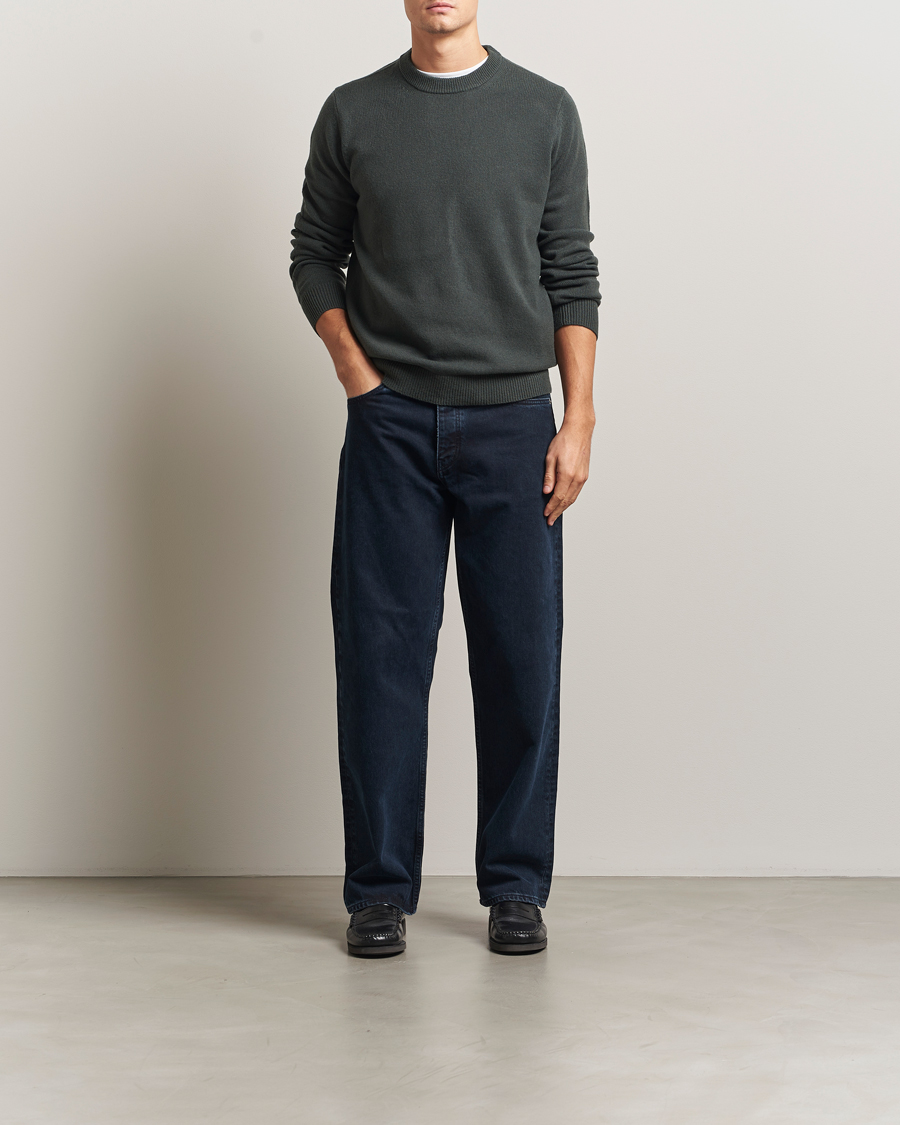Herre | Trøjer | Samsøe Samsøe | Isak Knitted Crew Neck Dark Evergreen