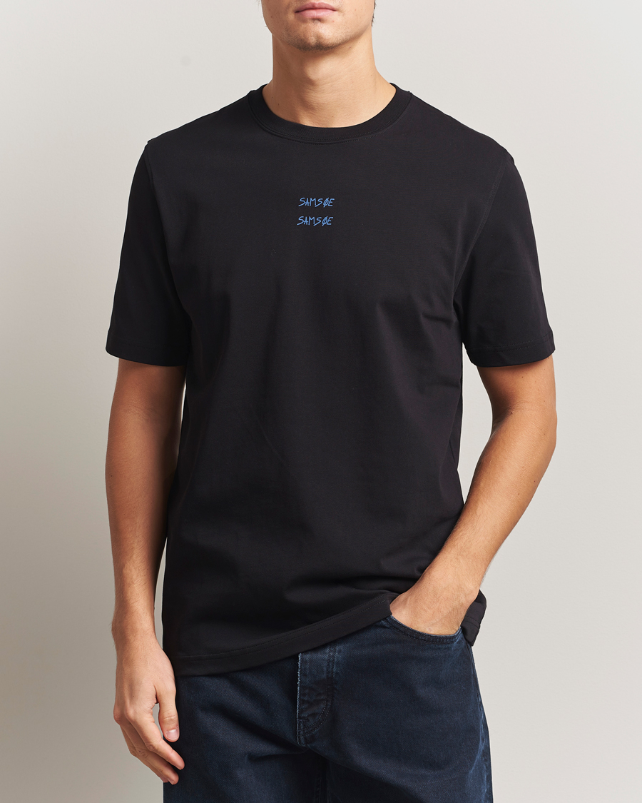 Herre | T-Shirts | Samsøe Samsøe | Cards Printed Crew Neck T-Shirt Black