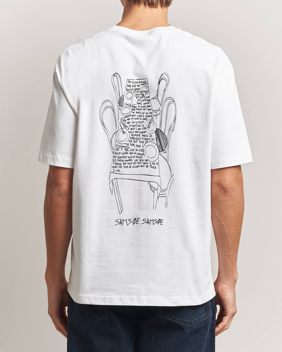Herre | T-Shirts | Samsøe Samsøe | Dinner Printed Crew Neck T-Shirt White