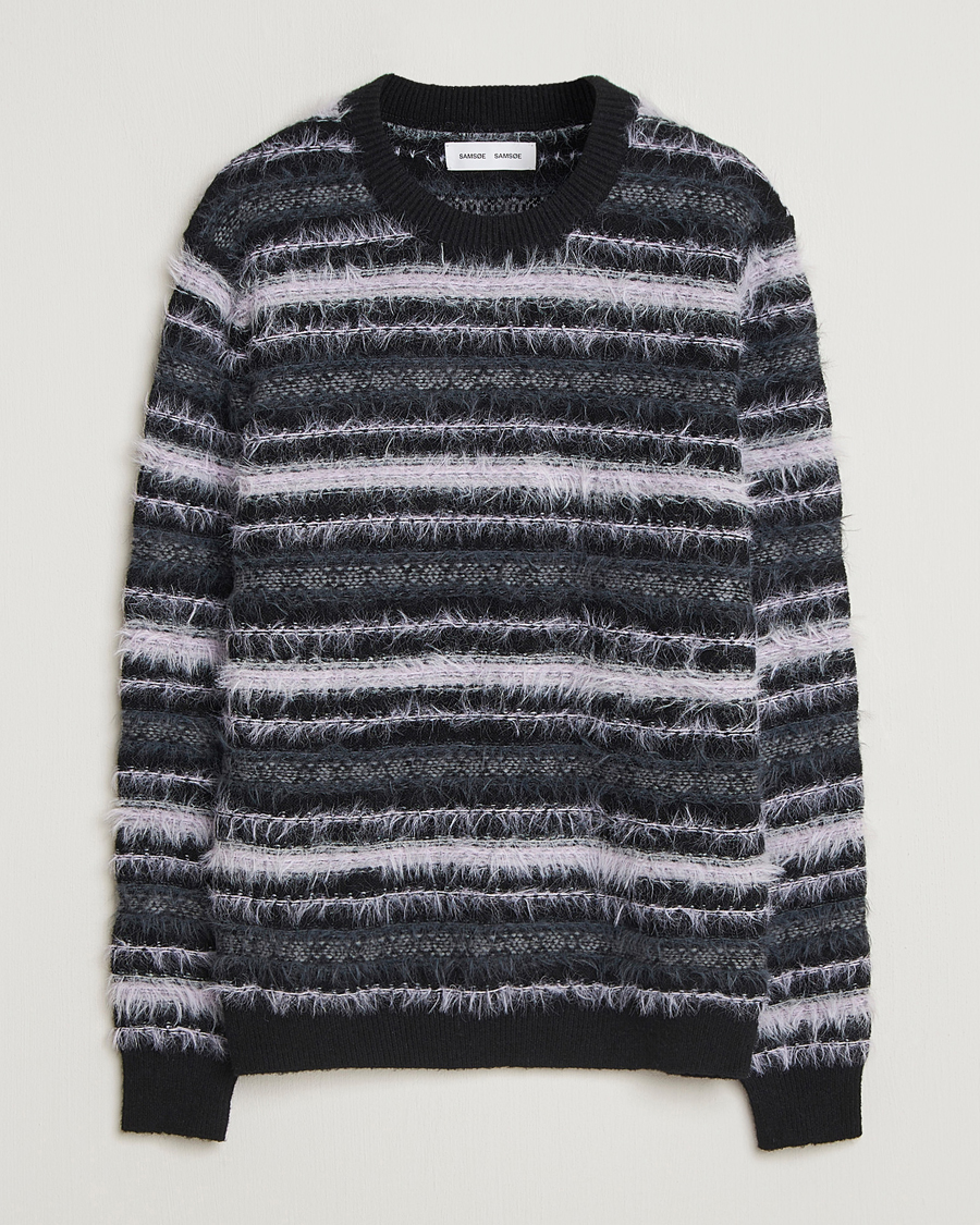 Herre | Trøjer | Samsøe Samsøe | Finnley Striped Knitted Sweater Black Multi