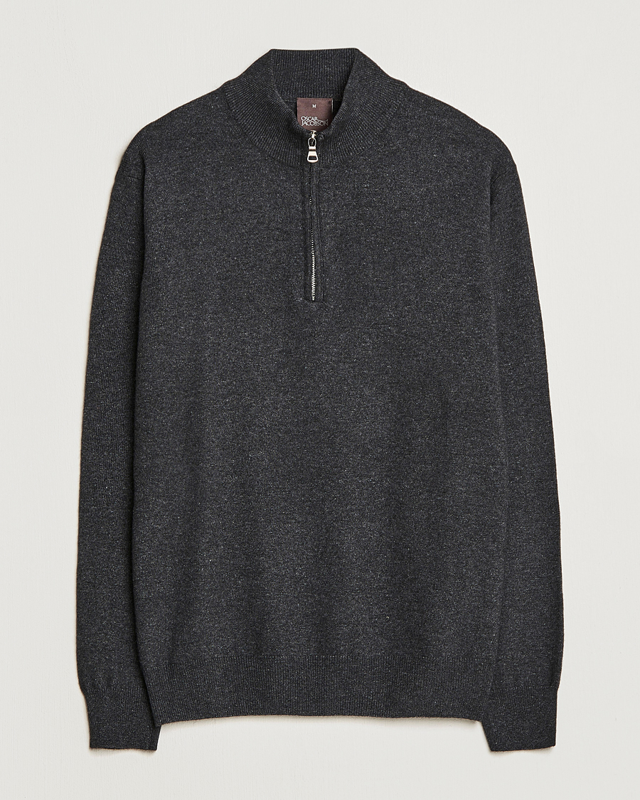 Herre | Trøjer | Oscar Jacobson | Patton Wool Half-Zip Grey