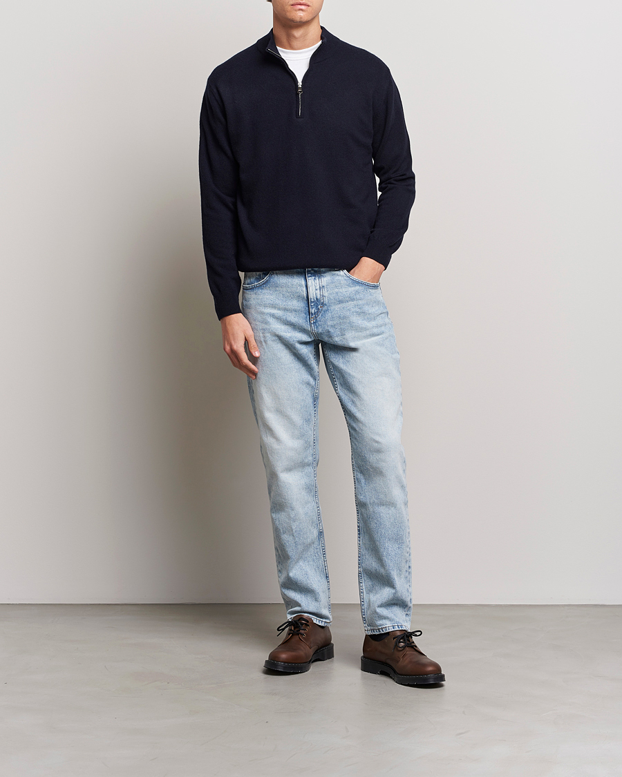 Herre | Trøjer | Oscar Jacobson | Patton Wool Half-Zip Navy