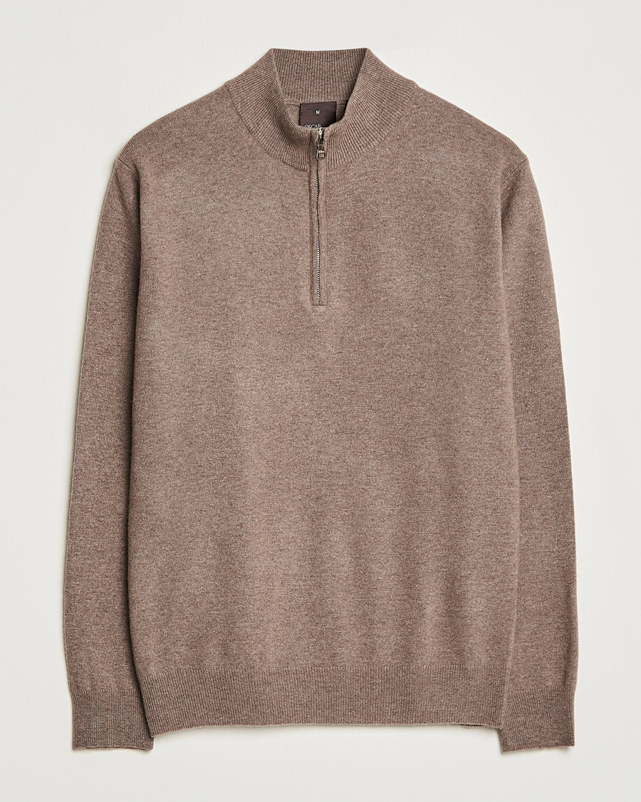Herre | Trøjer | Oscar Jacobson | Patton Wool Half-Zip Beige