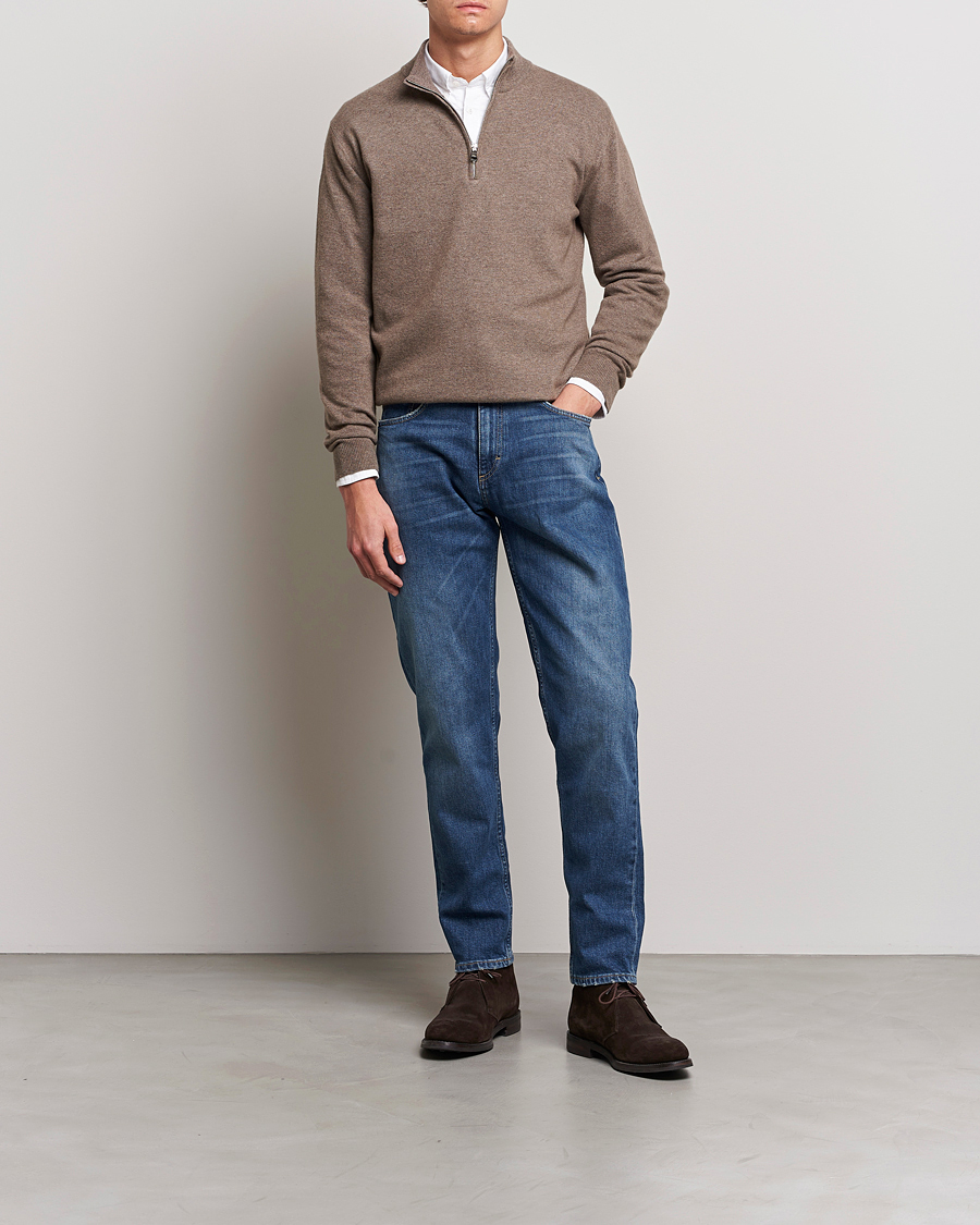 Herre | Trøjer | Oscar Jacobson | Patton Wool Half-Zip Beige