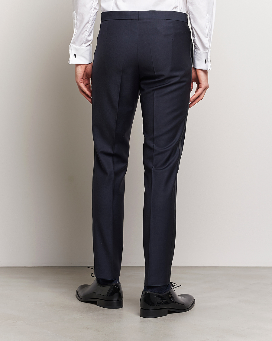 Herre | Bukser | Oscar Jacobson | Denz Wool Tuxedo Trousers Navy