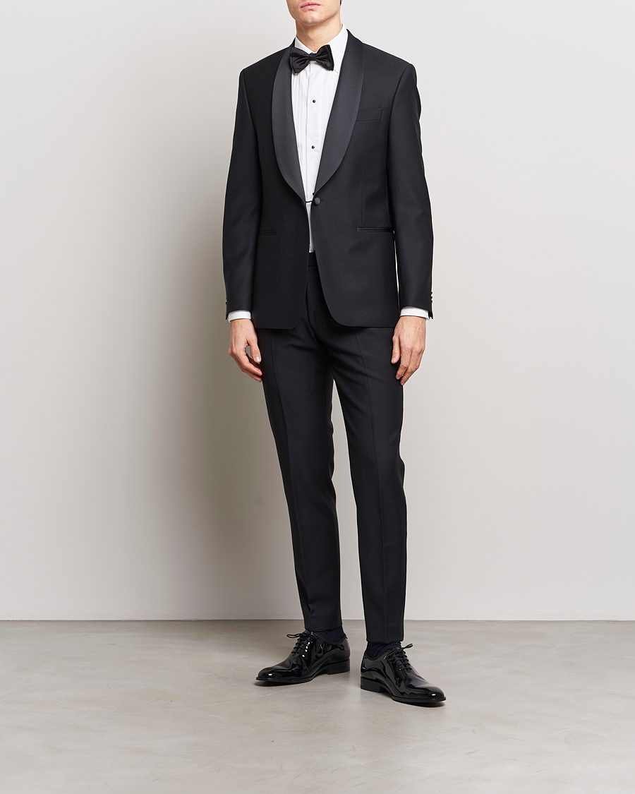 Herre | Bukser | Oscar Jacobson | Denz Wool Tuxedo Trousers Black