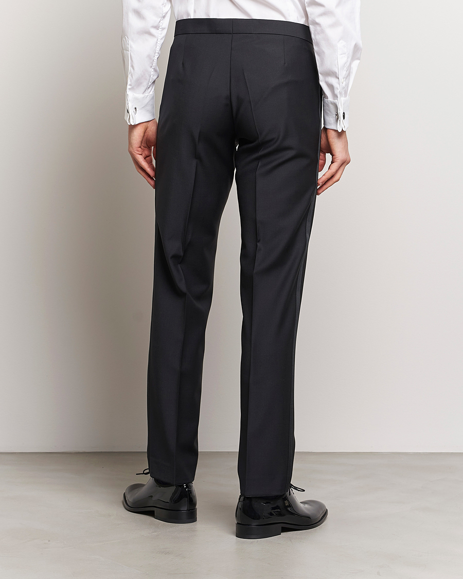 Herre | Bukser | Oscar Jacobson | Denz Straight Wool Tuxedo Trousers Black