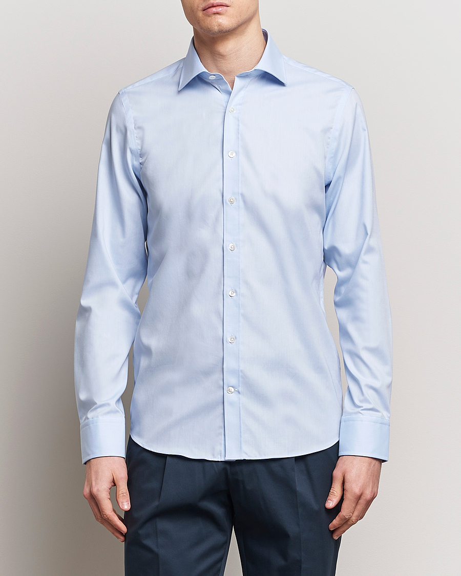 Herre | Skjorter | Oscar Jacobson | Slim Fit Cut Away Non Iron Twill Light Blue