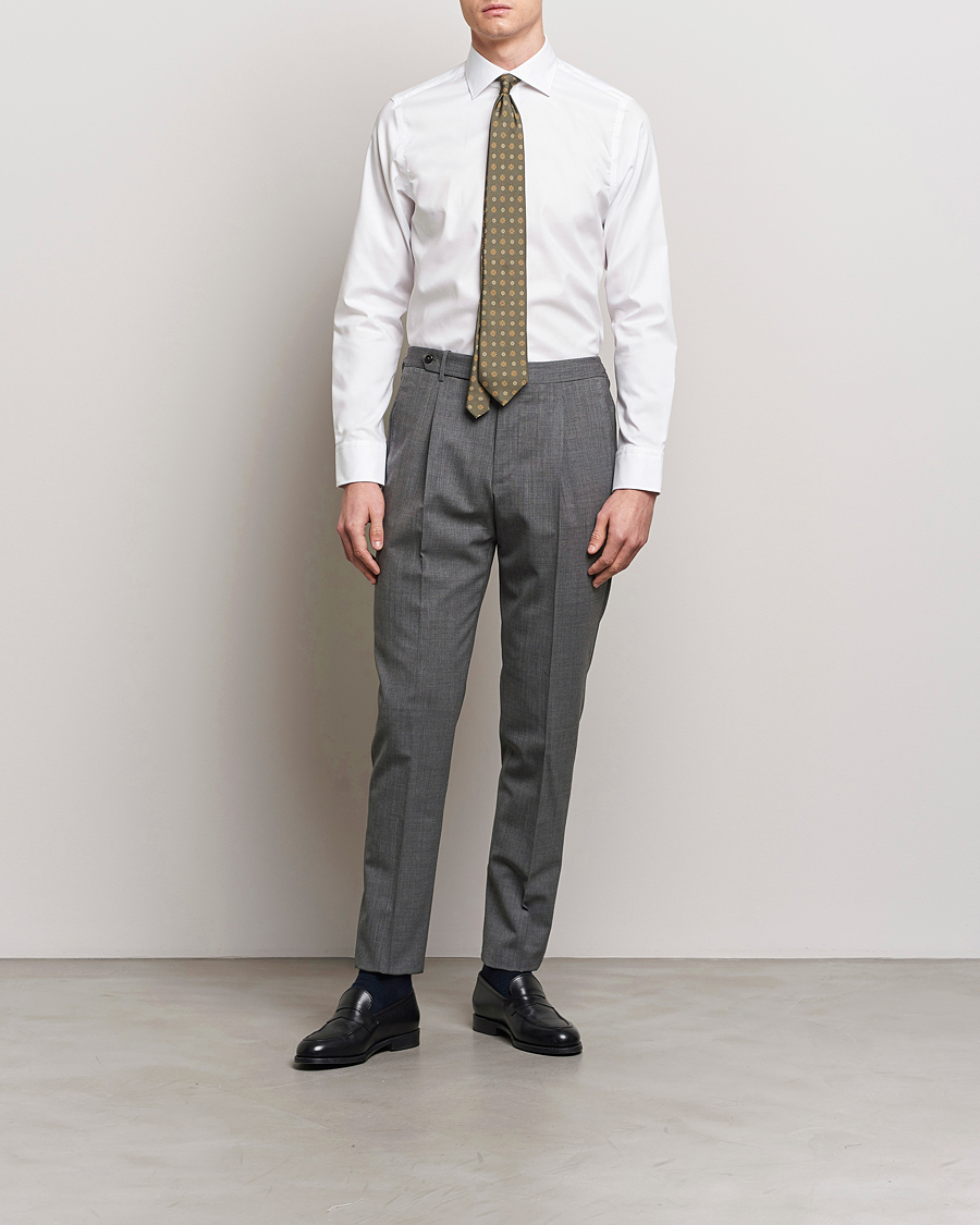 Herre | Skjorter | Oscar Jacobson | Slim Fit Cut Away Non Iron Twill White
