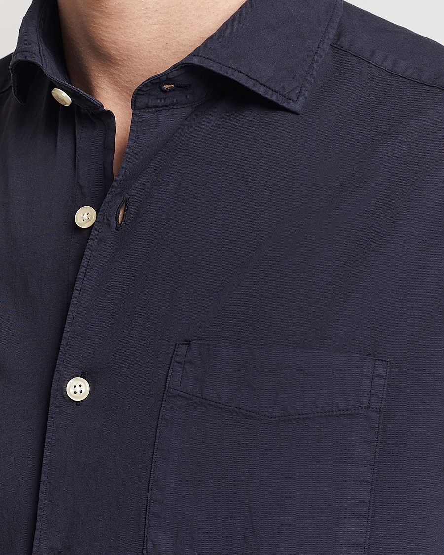 Herre | Skjorter | Oscar Jacobson | Reg Fit Wide Spread Collar Twill Night Blue