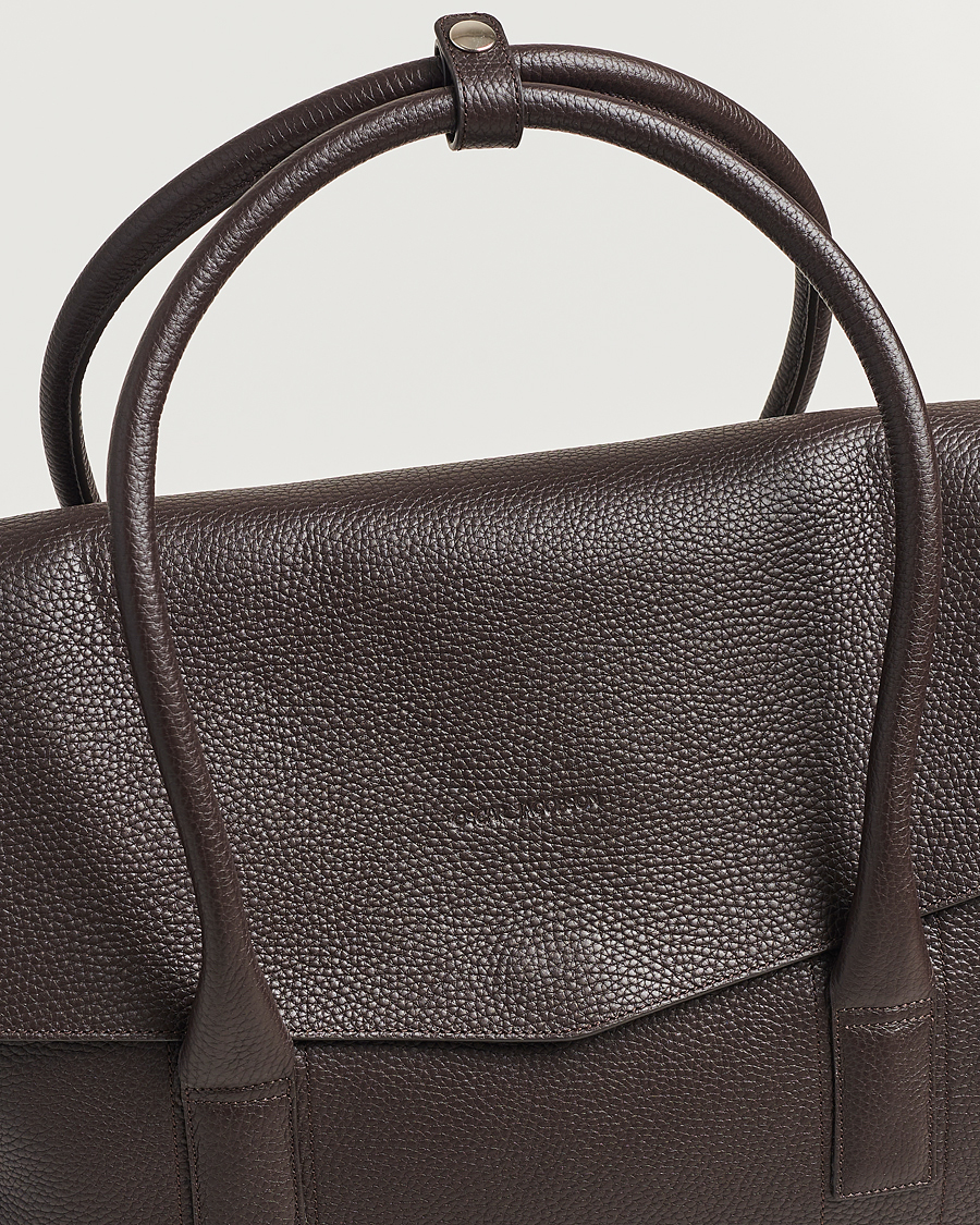 Herre | Tasker | Oscar Jacobson | Overnight Leather Bag Dark Mud Brown