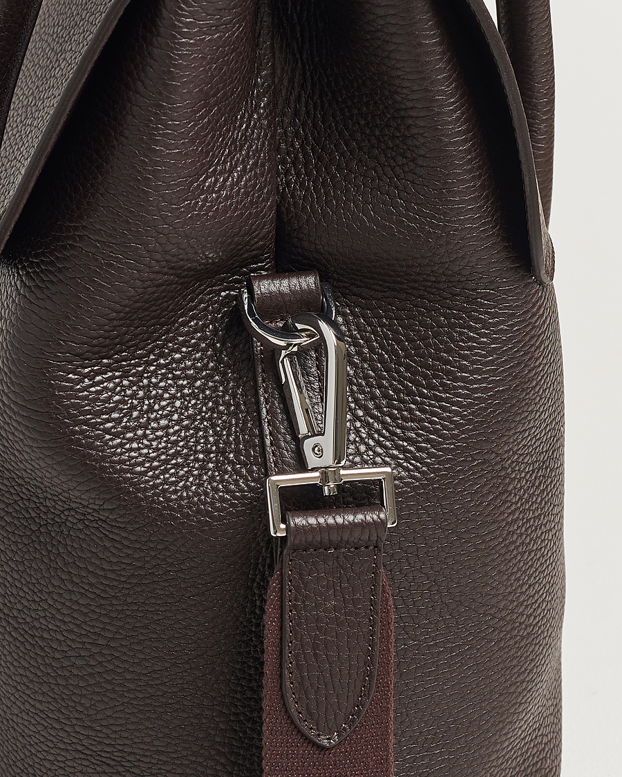 Herre | Tasker | Oscar Jacobson | Overnight Leather Bag Dark Mud Brown
