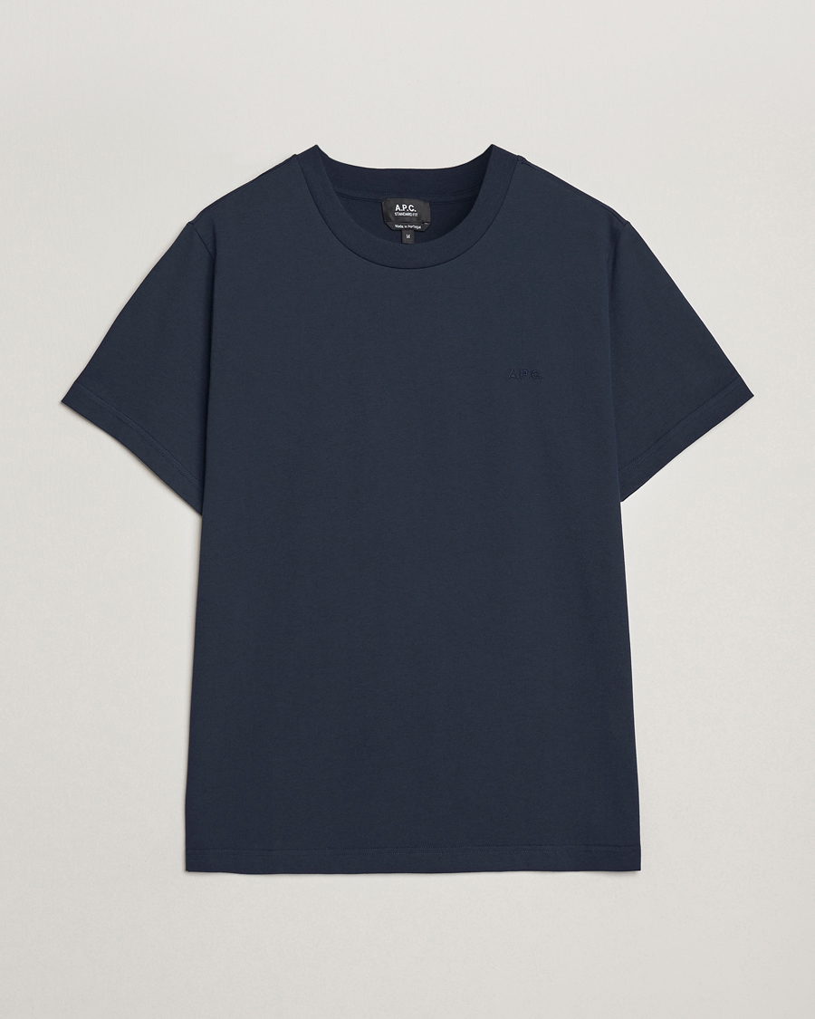 Herre | T-Shirts | A.P.C. | Embroidered APC T-Shirt Dark Navy