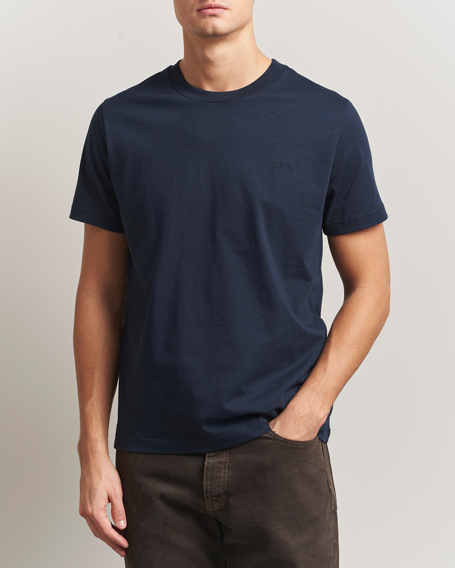 Herre | T-Shirts | A.P.C. | Embroidered APC T-Shirt Dark Navy