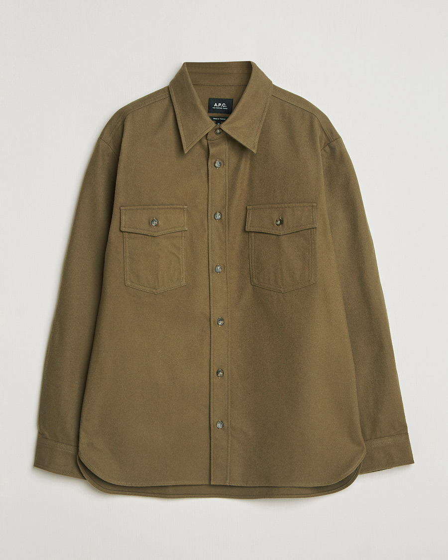 Herre | Skjorter | A.P.C. | Brushed Cotton Overshirt Khaki