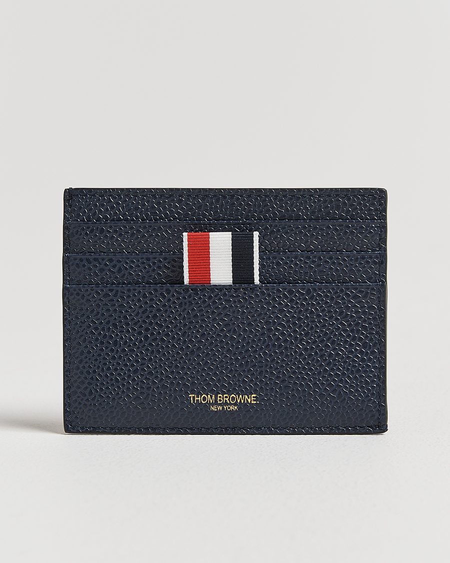 Herre | Punge | Thom Browne | Pebble Grain Leather Cardholder Navy
