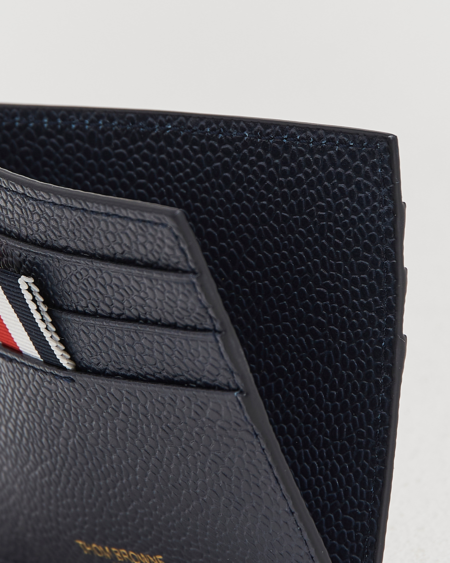 Herre | Punge | Thom Browne | Pebble Grain Leather Cardholder Navy