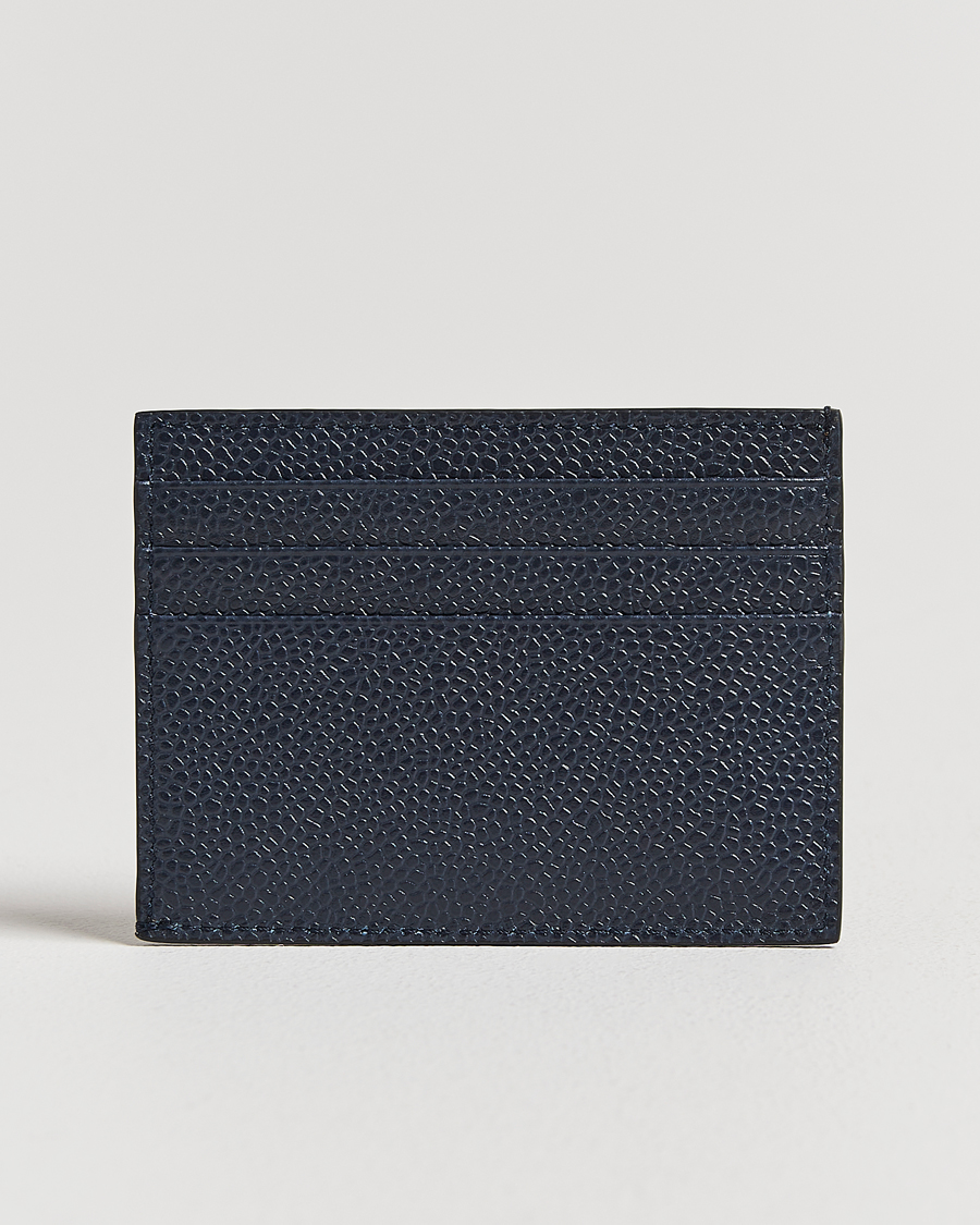 Herre | Punge | Thom Browne | Pebble Grain Leather Cardholder Navy