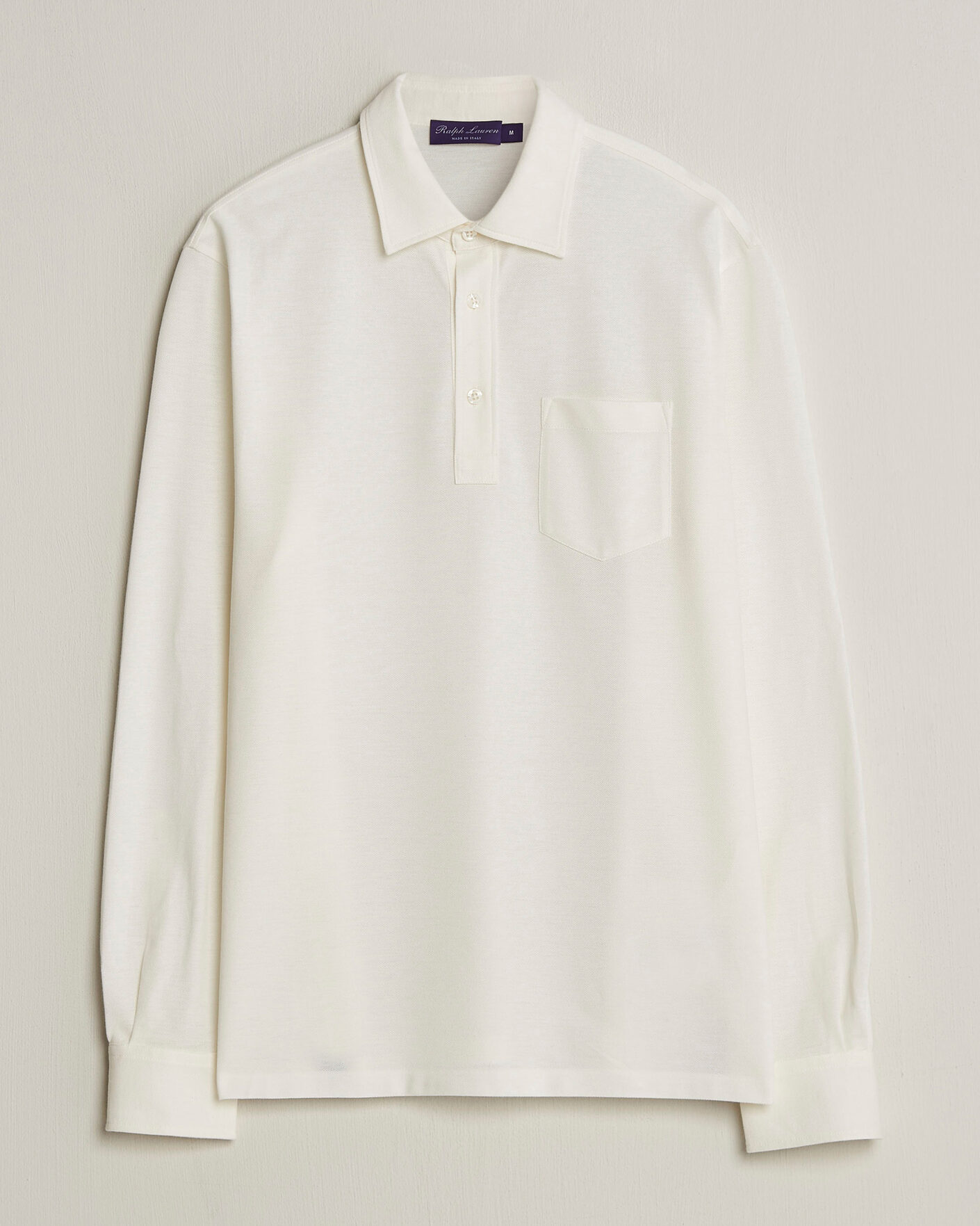 Herre | Polotrøjer | Ralph Lauren Purple Label | Cotton/Cashmere Long Sleeve Polo Off White