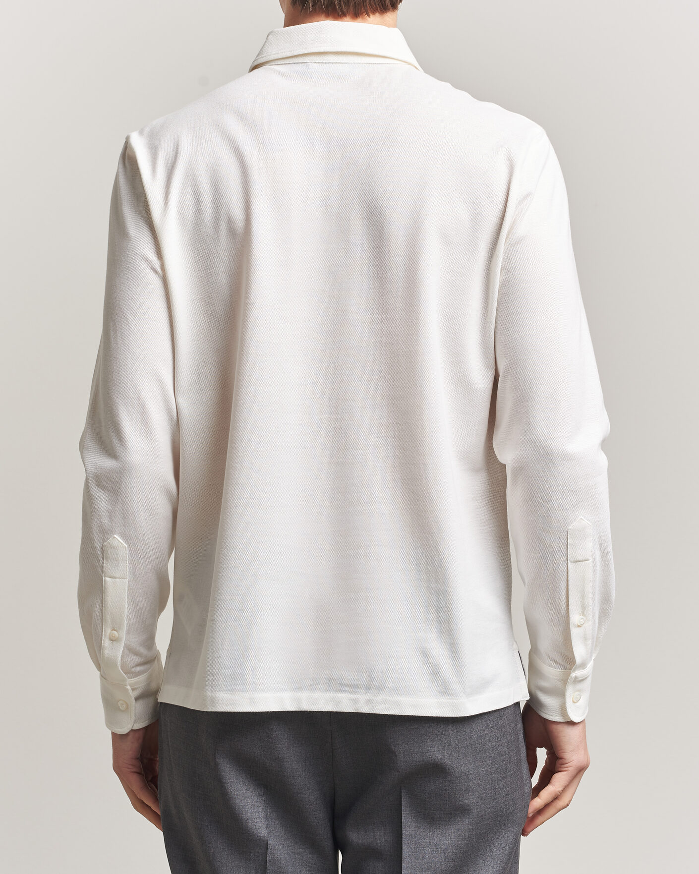 Herre | Polotrøjer | Ralph Lauren Purple Label | Cotton/Cashmere Long Sleeve Polo Off White