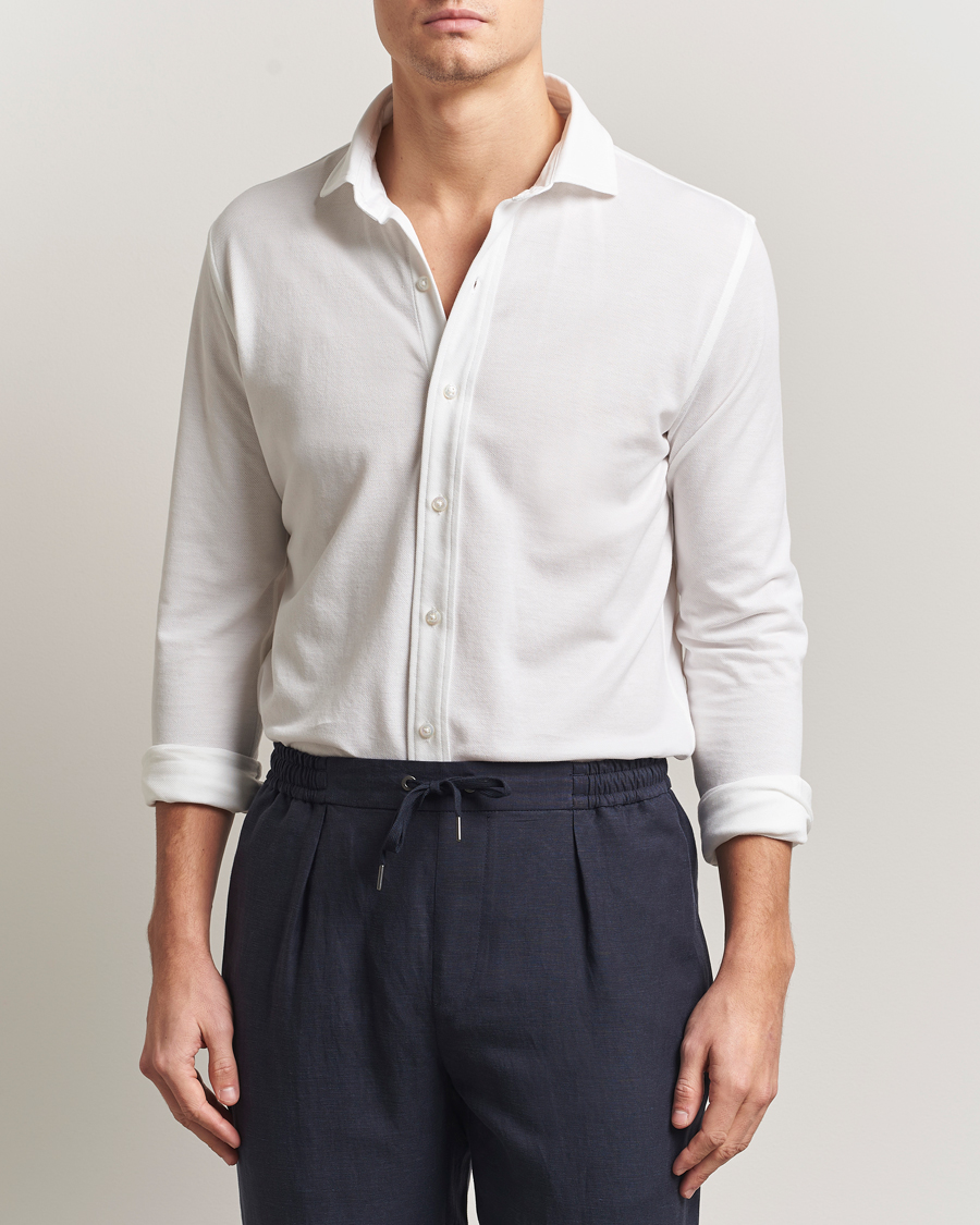 Herre | Skjorter | Ralph Lauren Purple Label | Washed Cotton Pique Shirt White