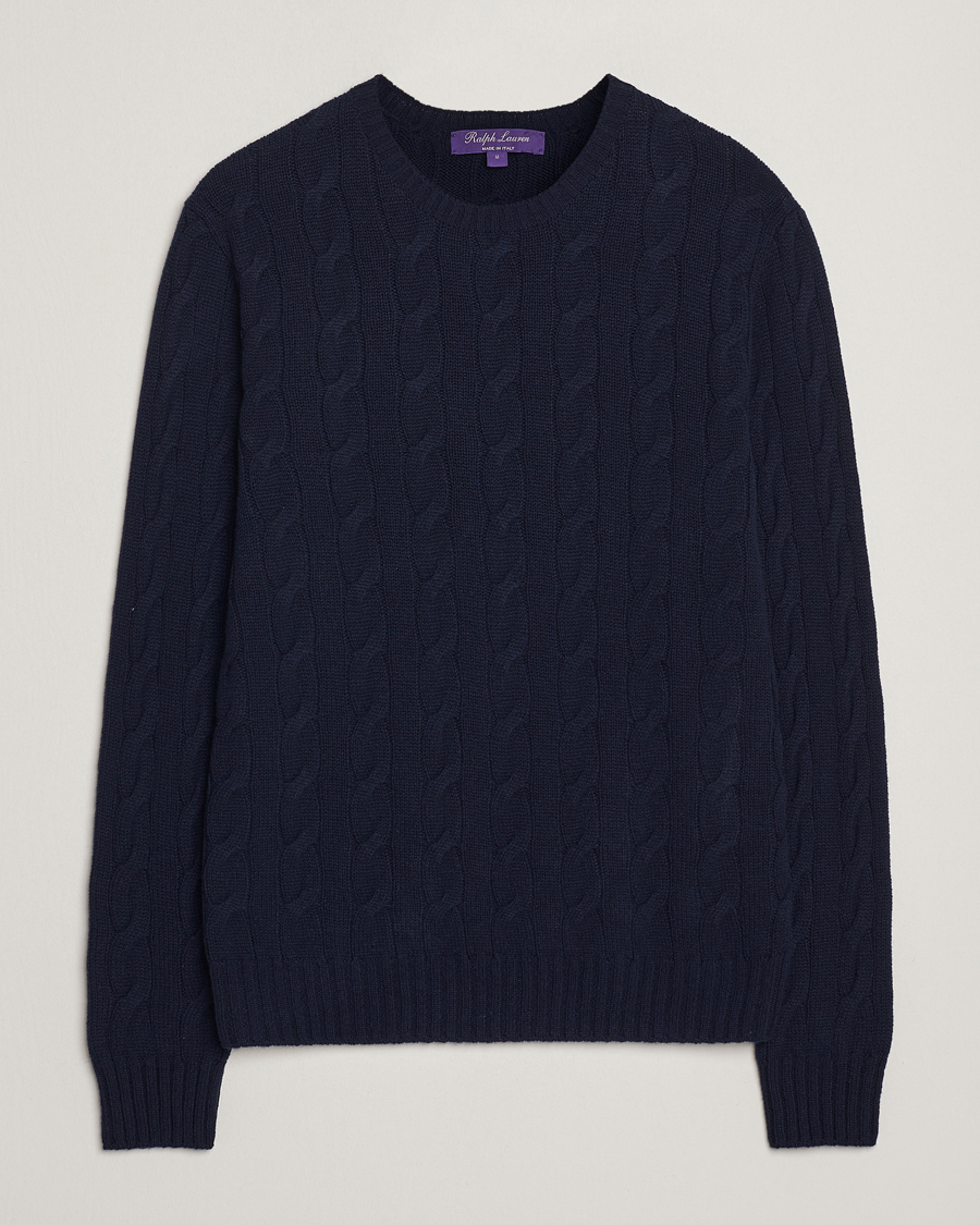 Herre | Trøjer | Ralph Lauren Purple Label | Cashmere Cable Sweater Chairman Navy