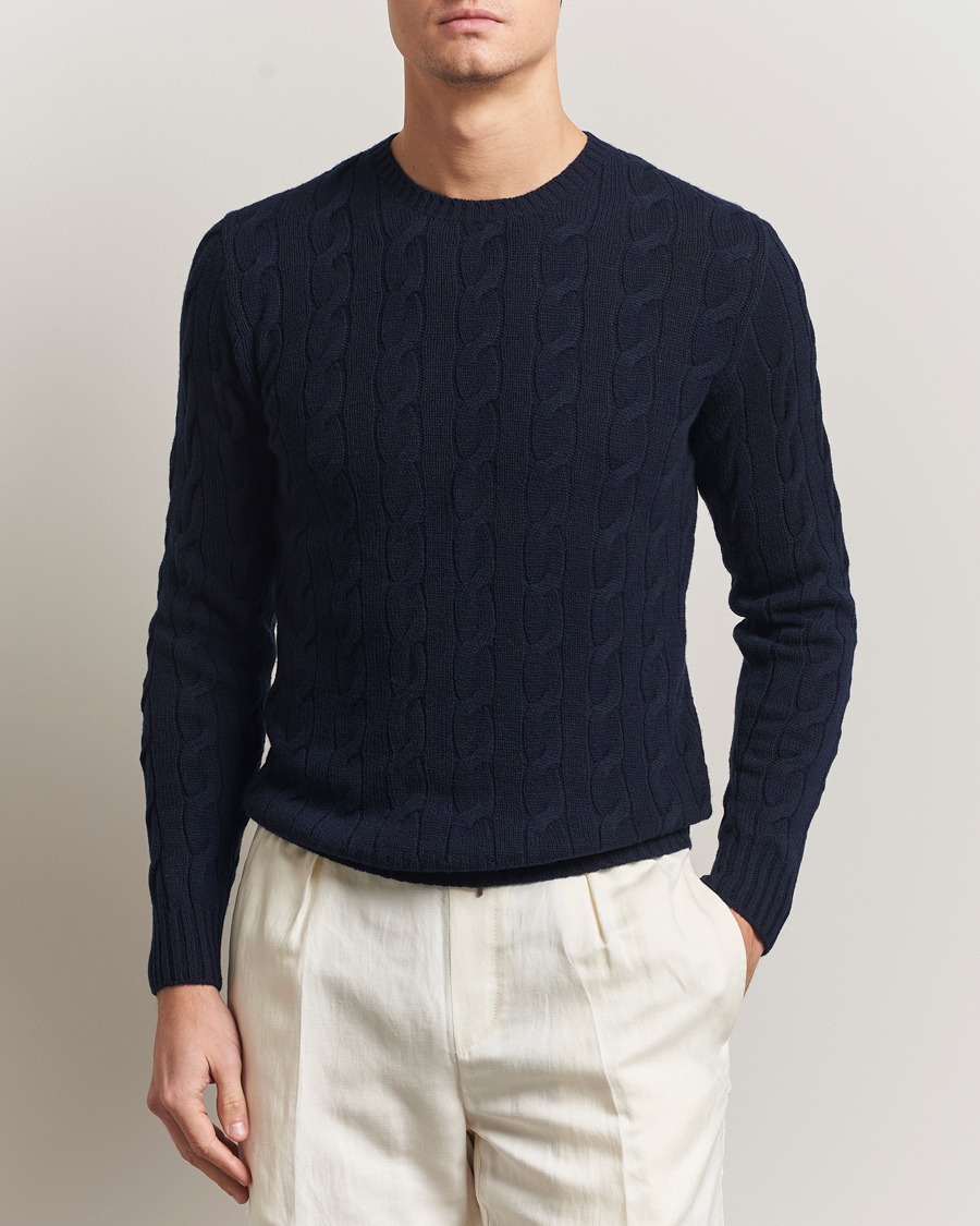 Herre | Trøjer | Ralph Lauren Purple Label | Cashmere Cable Sweater Chairman Navy