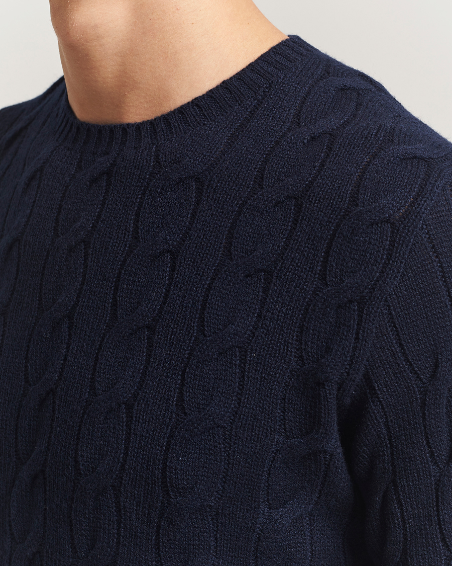 Herre | Trøjer | Ralph Lauren Purple Label | Cashmere Cable Sweater Chairman Navy
