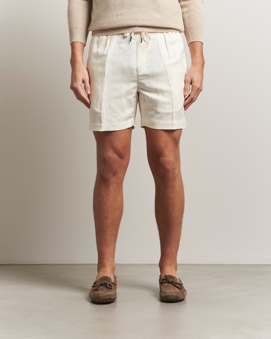 Herre | Shorts | Ralph Lauren Purple Label | Silk/Linen Drawstring Shorts Cream