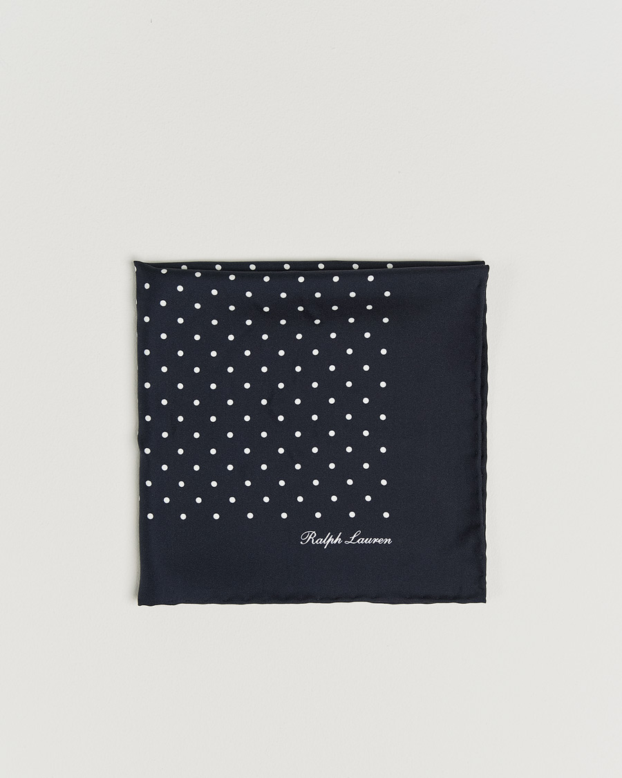 Herre | Lommeklude | Ralph Lauren Purple Label | Silk Dotted Pocket Square Navy