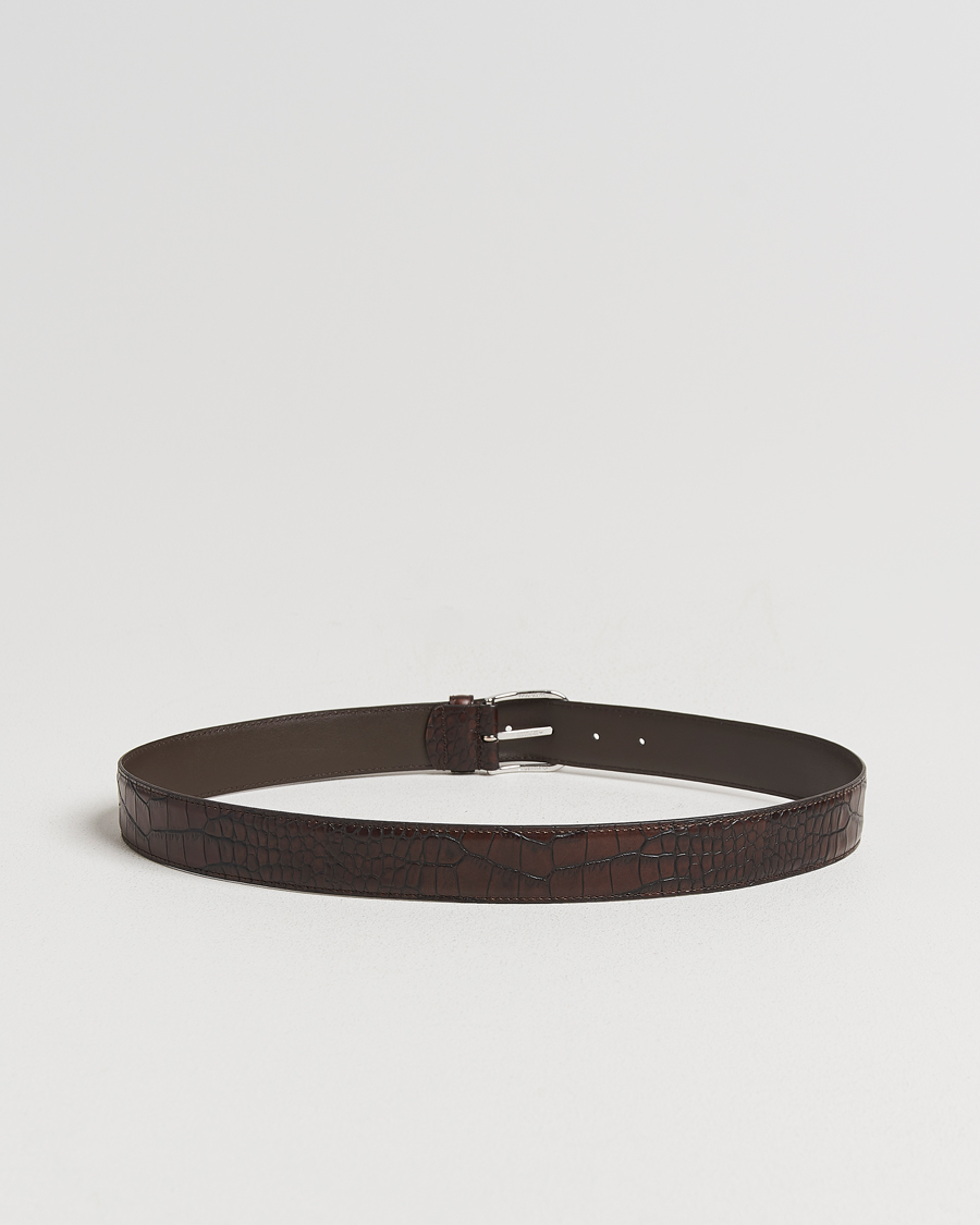 Herre | Bælter | Anderson's | Embossed 3,5cm Leather Belt Brown