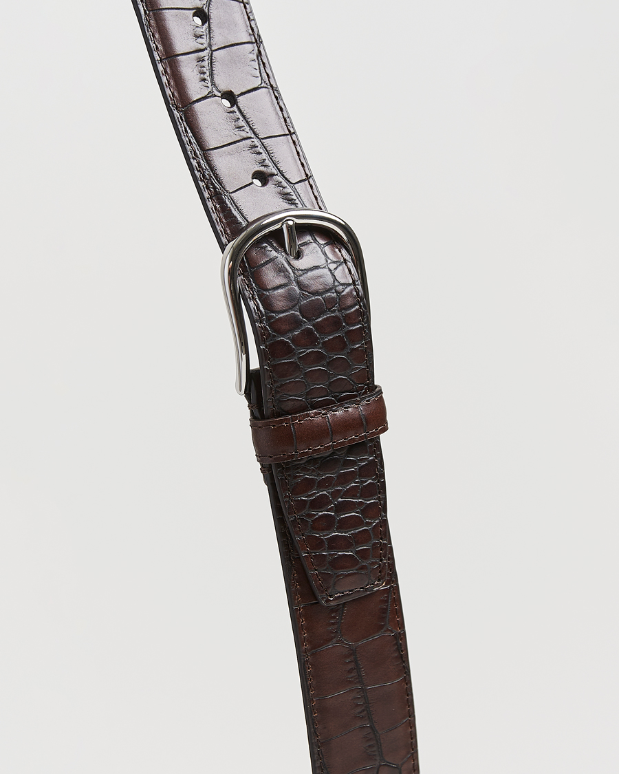 Herre | Bælter | Anderson's | Embossed 3,5cm Leather Belt Brown