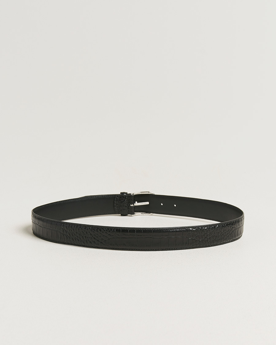 Herre | Bælter | Anderson's | Embossed 3,5cm Leather Belt Black