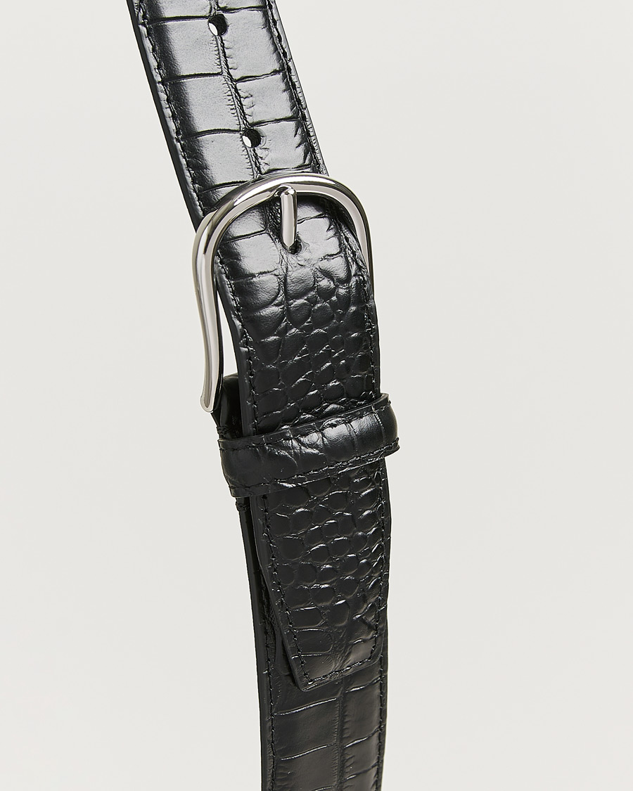 Herre | Bælter | Anderson's | Embossed 3,5cm Leather Belt Black