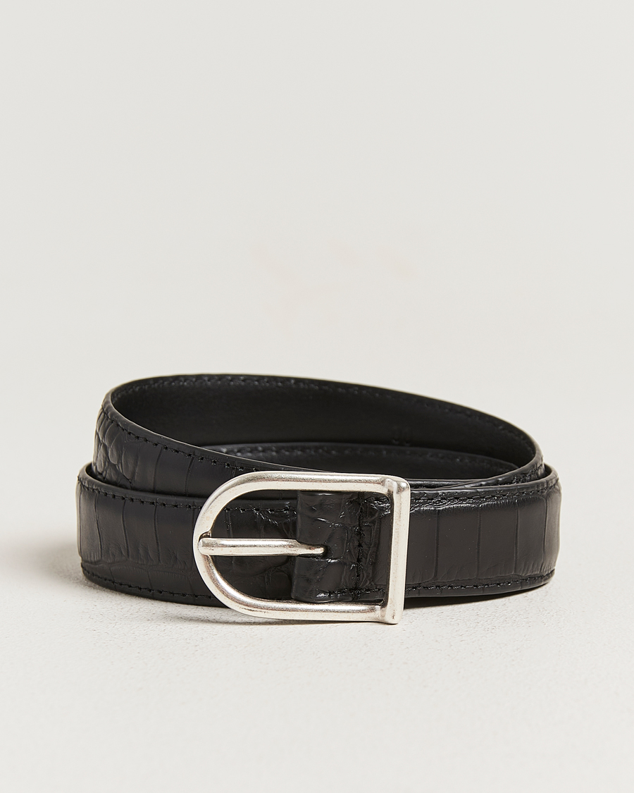 Herre | Bælter | Anderson's | Embossed 2,5cm Lether Belt Black