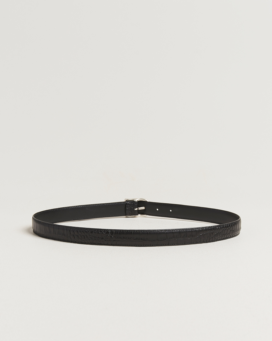 Herre | Bælter | Anderson's | Embossed 2,5cm Lether Belt Black