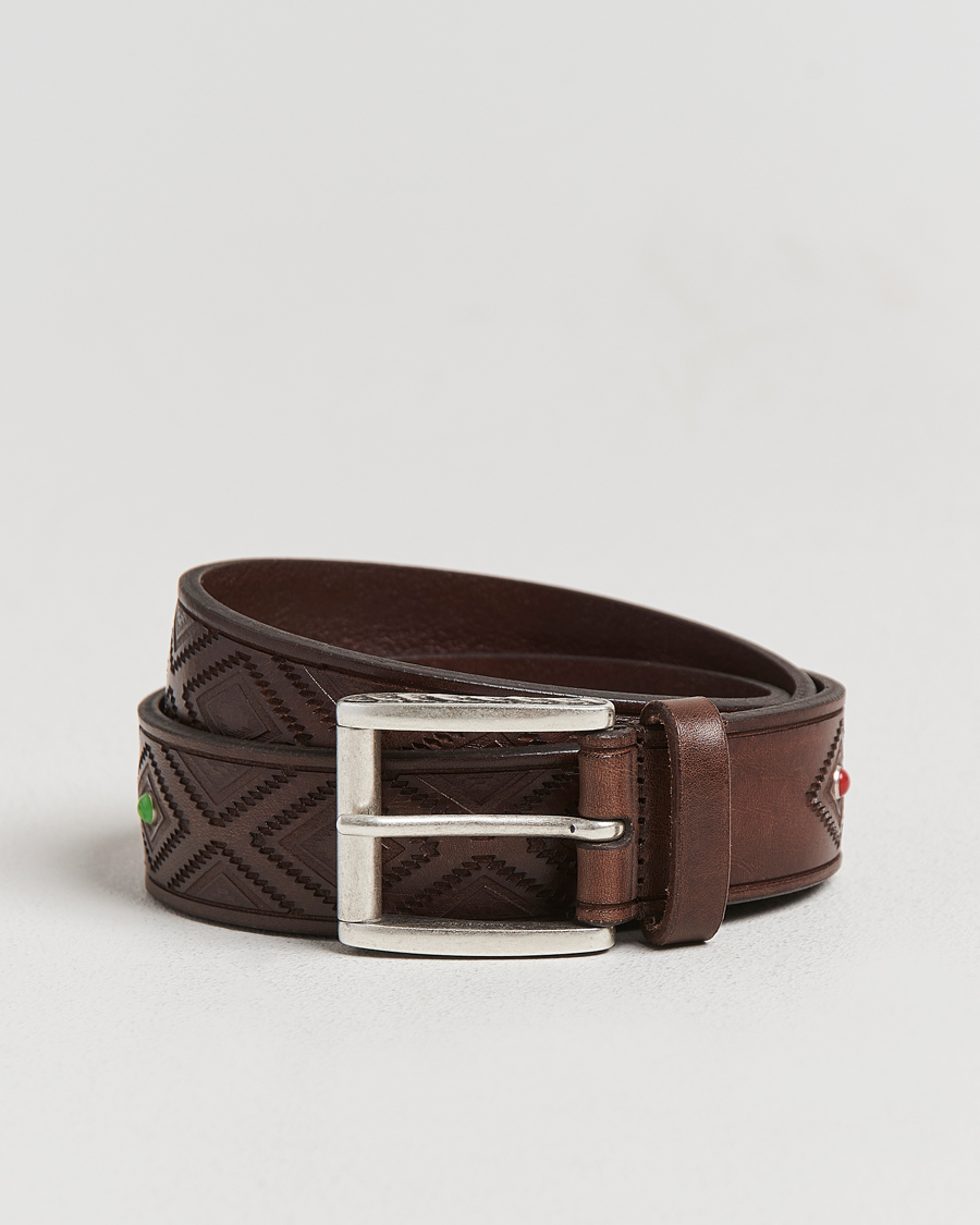 Herre | Bælter | Anderson's | Diamond Pattern Western 3,5cm Belt Brown