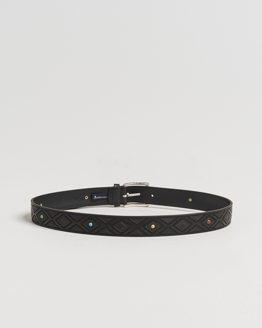 Herre | Bælter | Anderson's | Diamond Pattern Western 3,5cm Belt Black