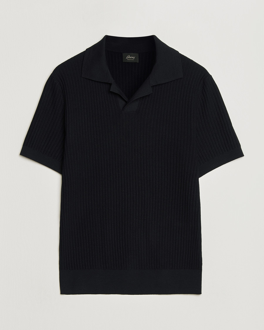 Herre | Trøjer | Brioni | Knitted Rib Wool Polo Navy