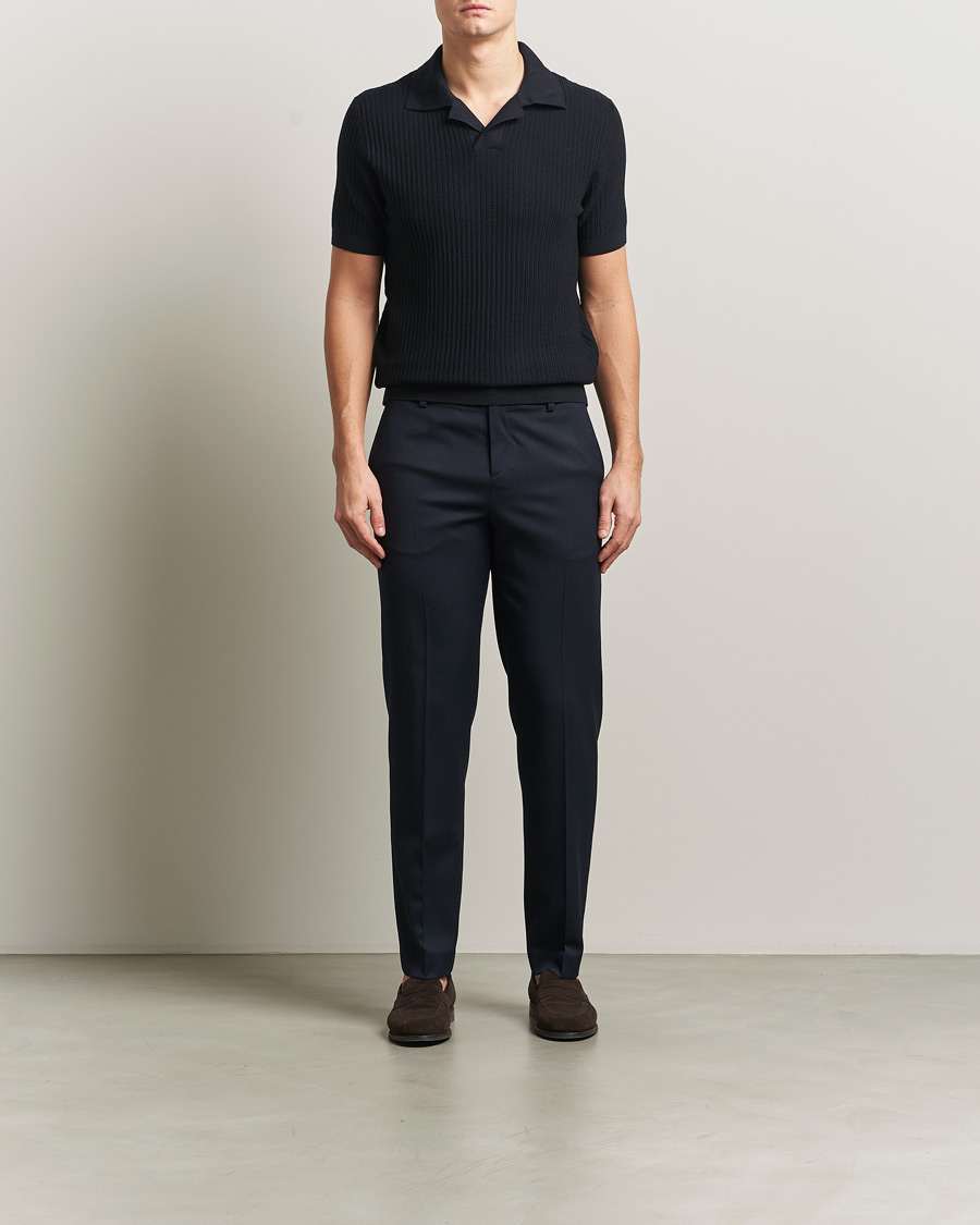 Herre | Trøjer | Brioni | Knitted Rib Wool Polo Navy