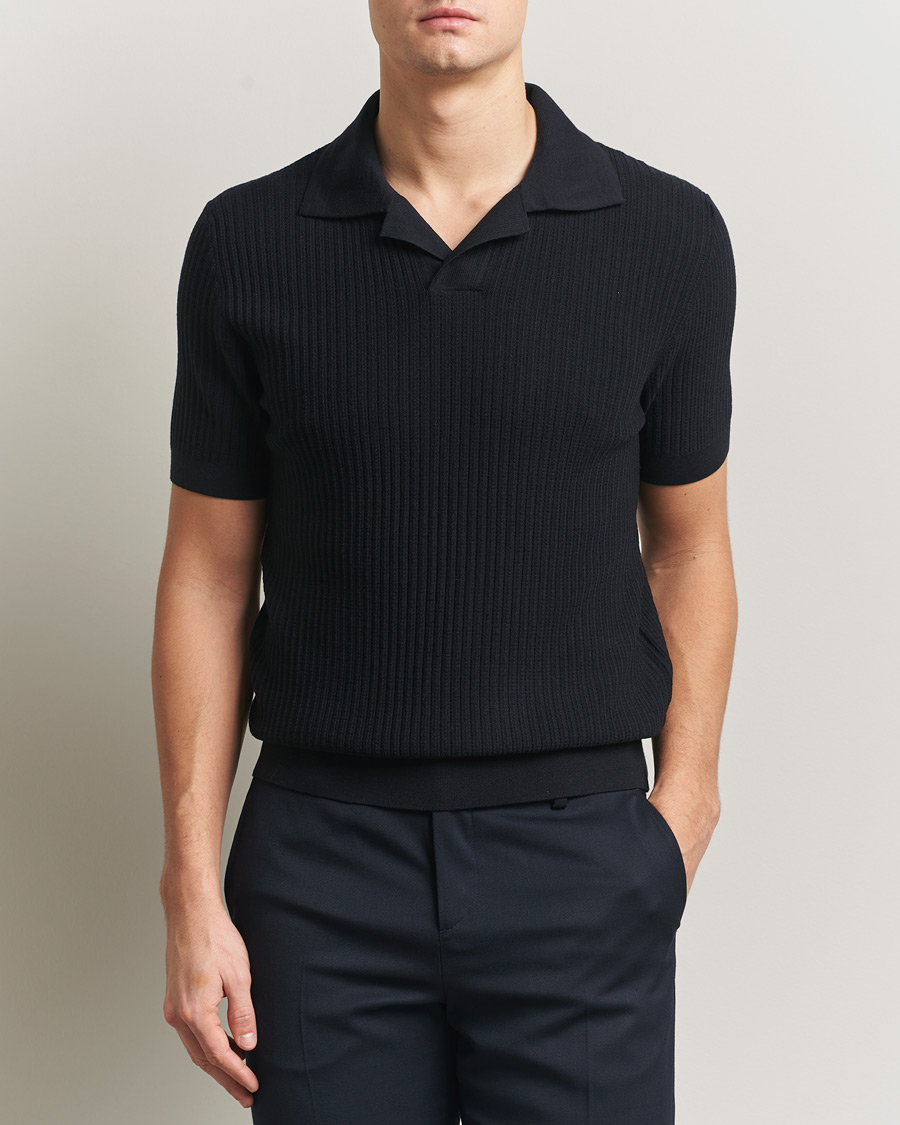 Herre | Trøjer | Brioni | Knitted Rib Wool Polo Navy