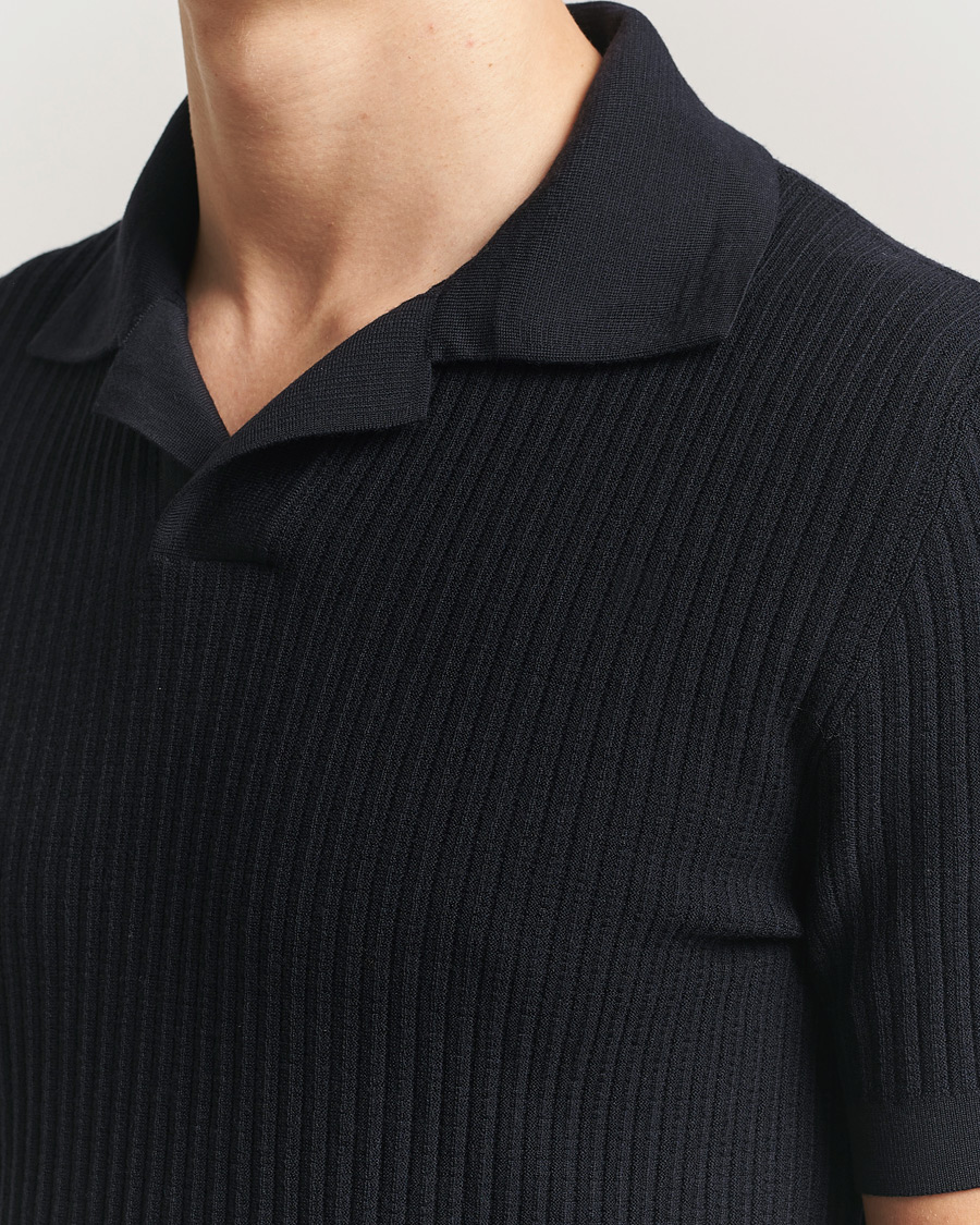 Herre | Trøjer | Brioni | Knitted Rib Wool Polo Navy