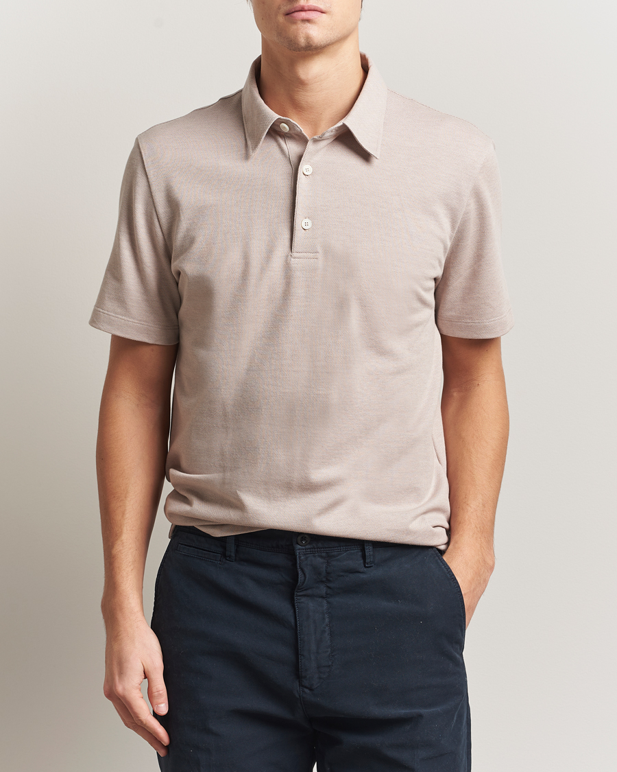 Herre | Polotrøjer | Brioni | Short Sleeve Cotton Piquet Polo Beige
