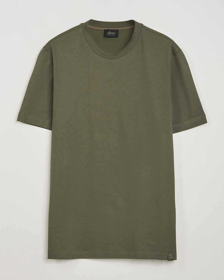 Herre | T-Shirts | Brioni | Short Sleeve Cotton T-Shirt Military