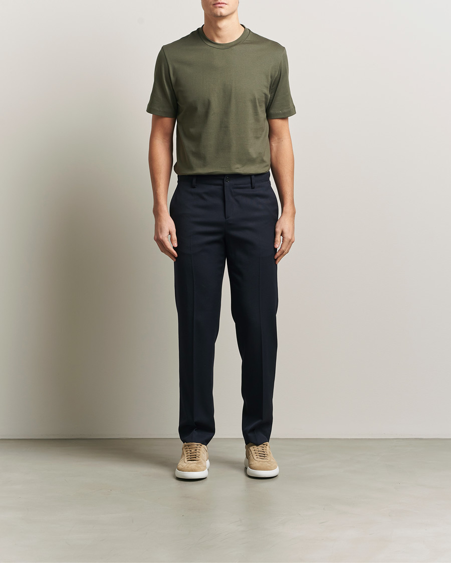 Herre | T-Shirts | Brioni | Short Sleeve Cotton T-Shirt Military