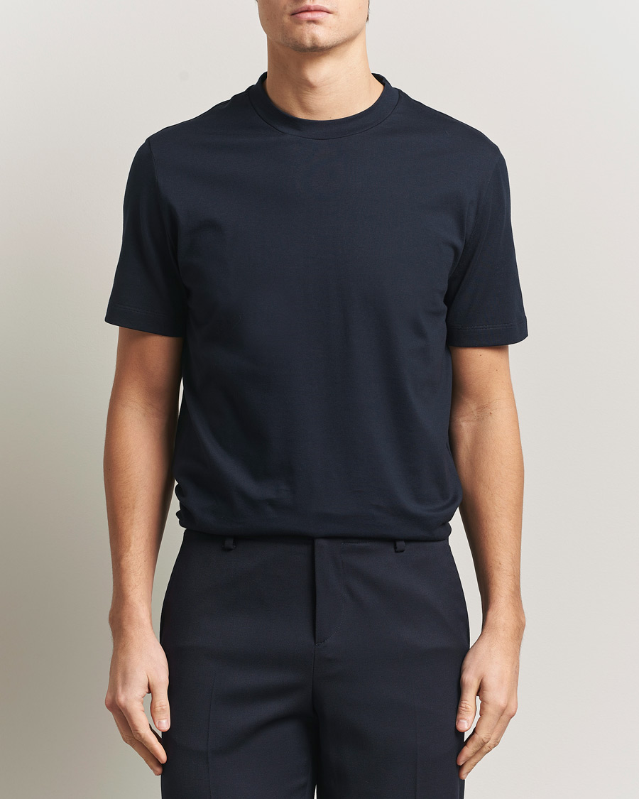 Herre | T-Shirts | Brioni | Short Sleeve Cotton T-Shirt Navy