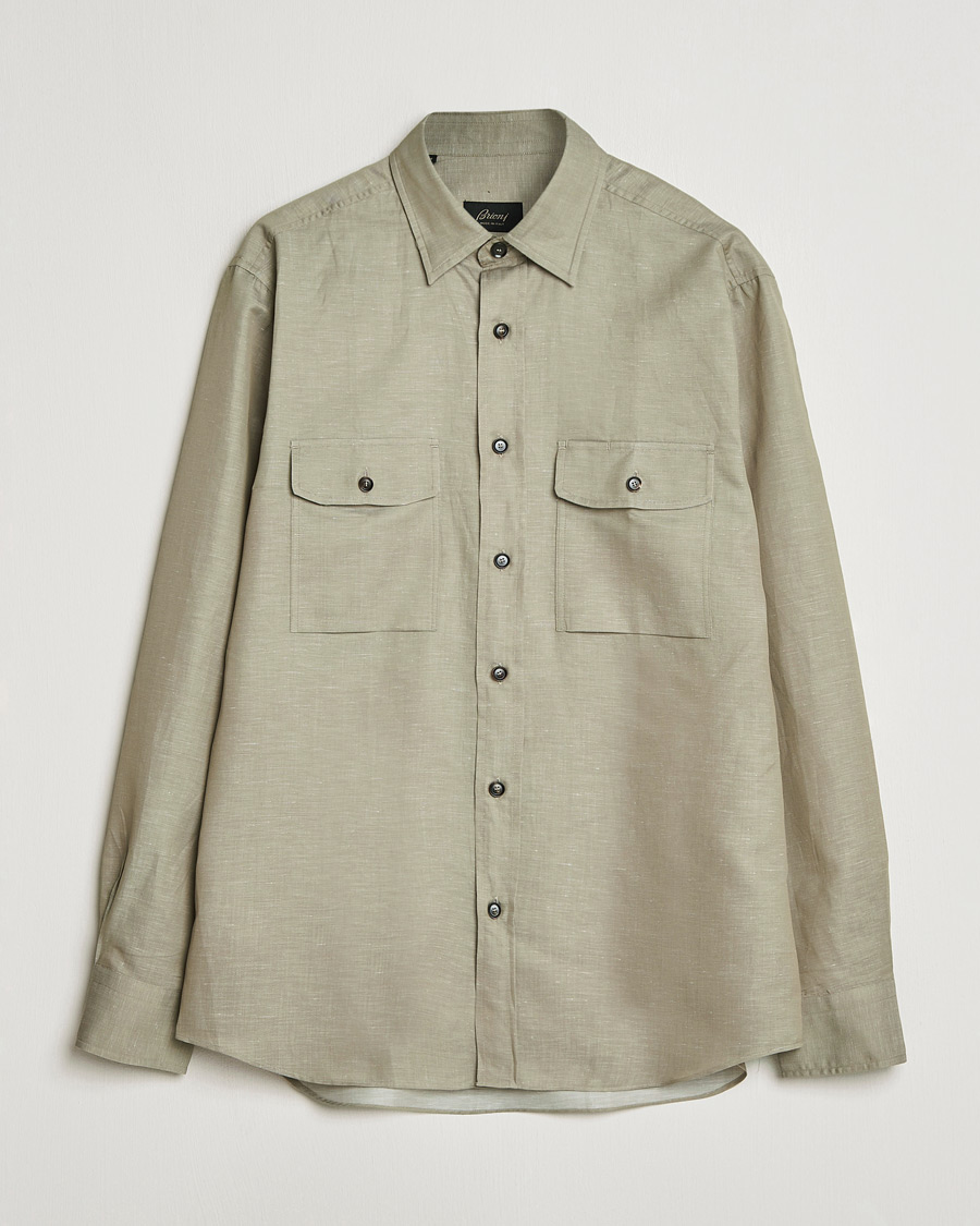 Herre | Skjorter | Brioni | Cotton/Linen Overshirt Olive