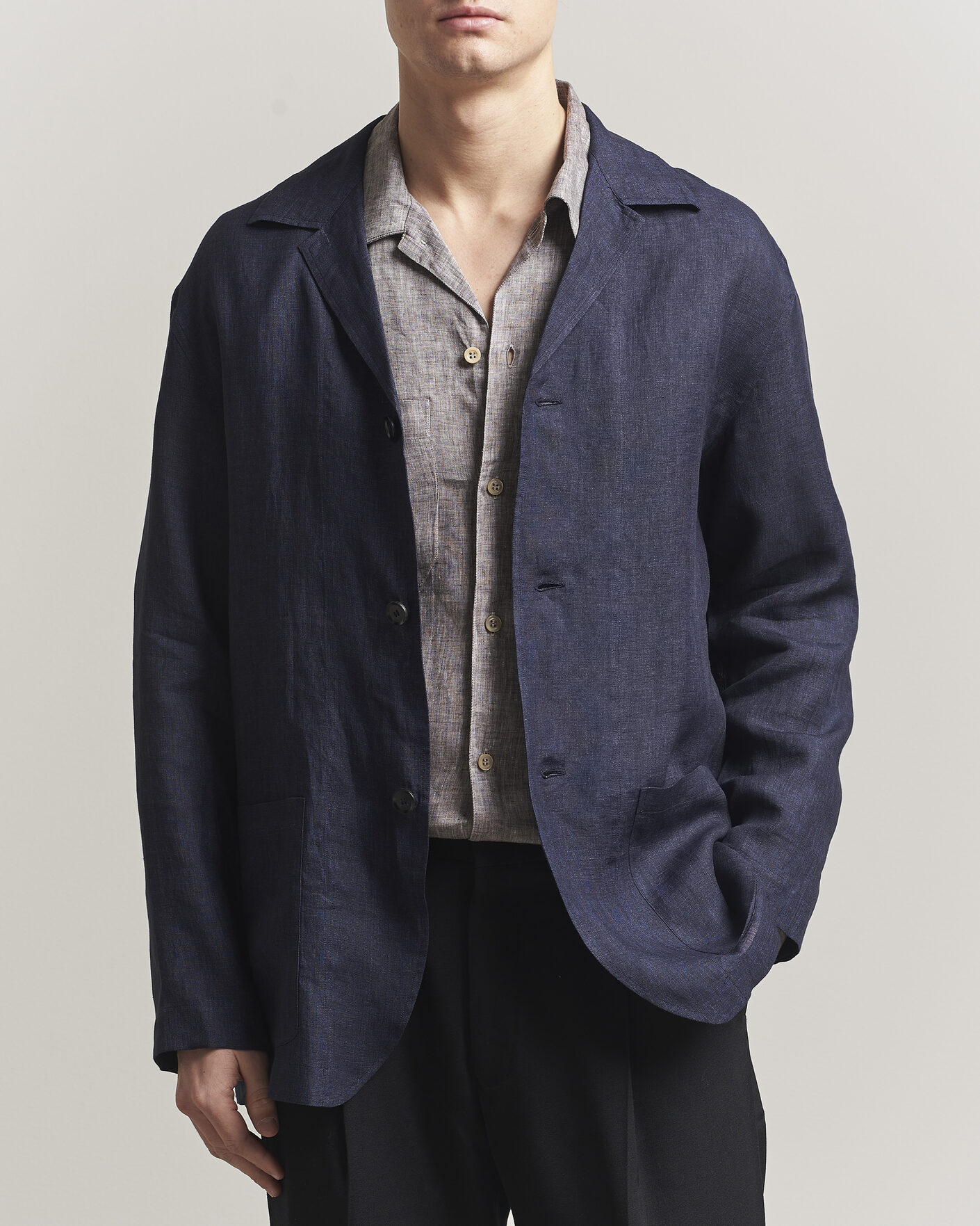 Herre | Skjorter | Brioni | Linen Shirt Blazer Navy