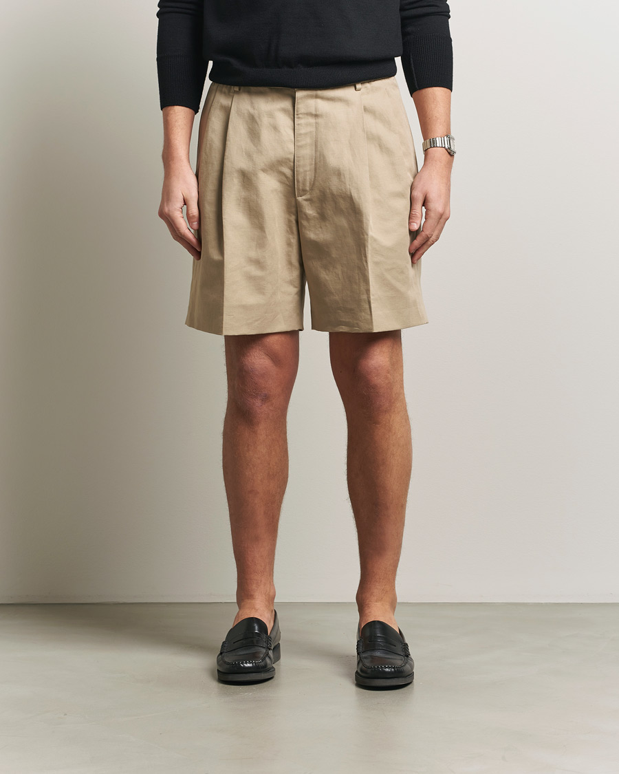 Herre | Shorts | Brioni | Cotton/Linen Drawstring Shorts Beige