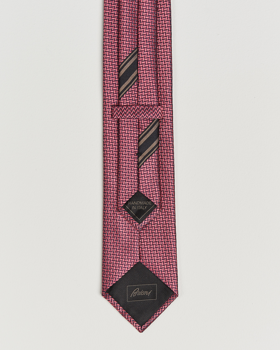 Herre | Slips | Brioni | Jacquard Herringbone Silk Tie Rosa